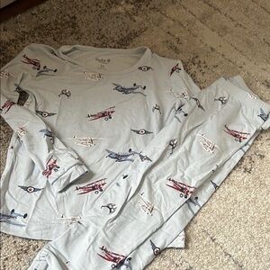 Kyte BABY Airplane Print Pajama Set - Light Blue
